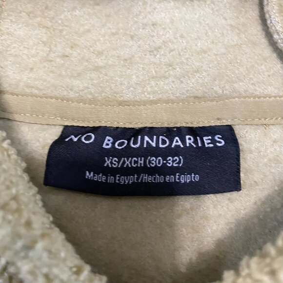 No Boundaries Soft Sherpa Beige Hoodie Drawstring Sweater SIZE XS - Picture 4 of 10